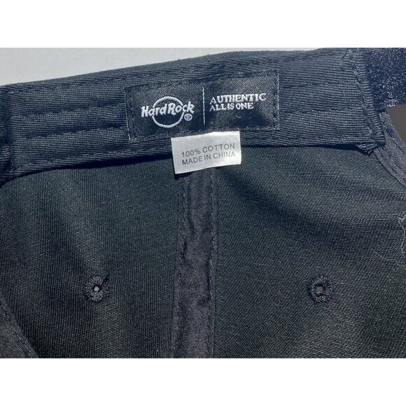 Hard Rock Miami black embroidered hat cap hook n loop adjustable strap preowned - Picture 4 of 7